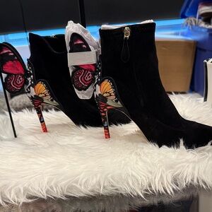BRAND NEW SOPHIA WEBSTER iconic butterfly suede booties 8.5 HTF